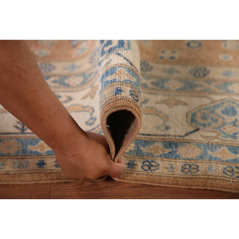 Geometric Kazak Area Rug Hand-Knotted Bedroom Wool Carpet - 5'11" x 8'9"