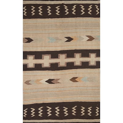 Natural Dye Kilim Geometric Tribal Oriental Area Rug Wool Flat-woven - 6'6" x 8'1"