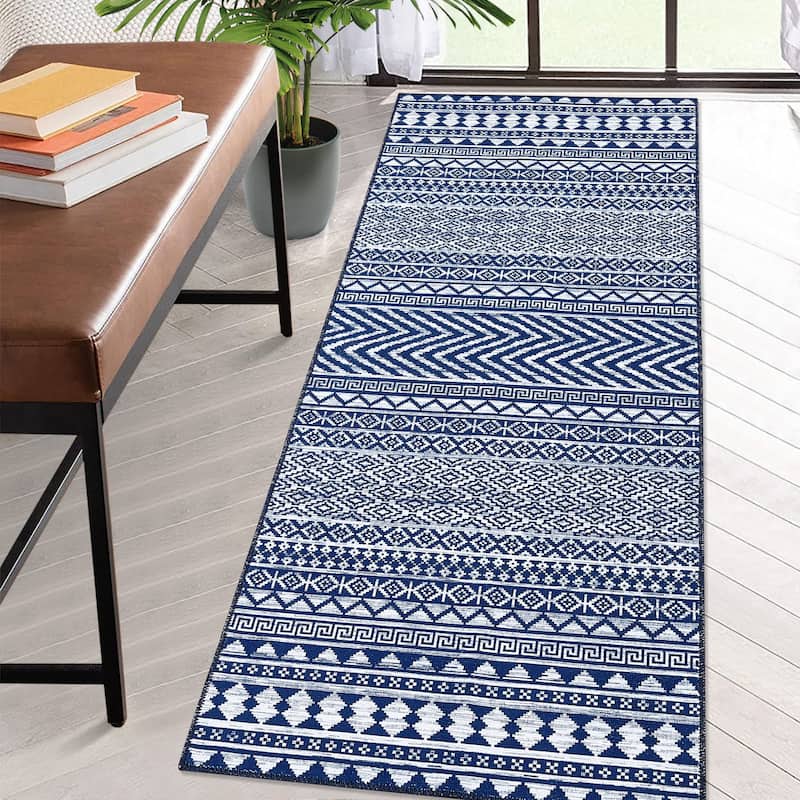 Garvee Moroccan Geometric Machine Washable Area Rug