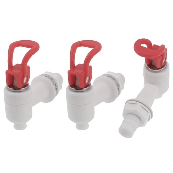 3PCS 17mm Dia Male Thread Red White Plastic Water Dispenser Tap Red