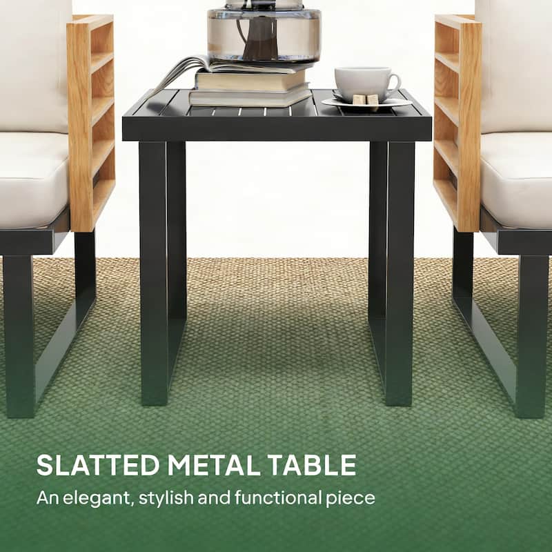 GDFStudio Outdoor Metal Bistro Set with 2 Chairs & Table