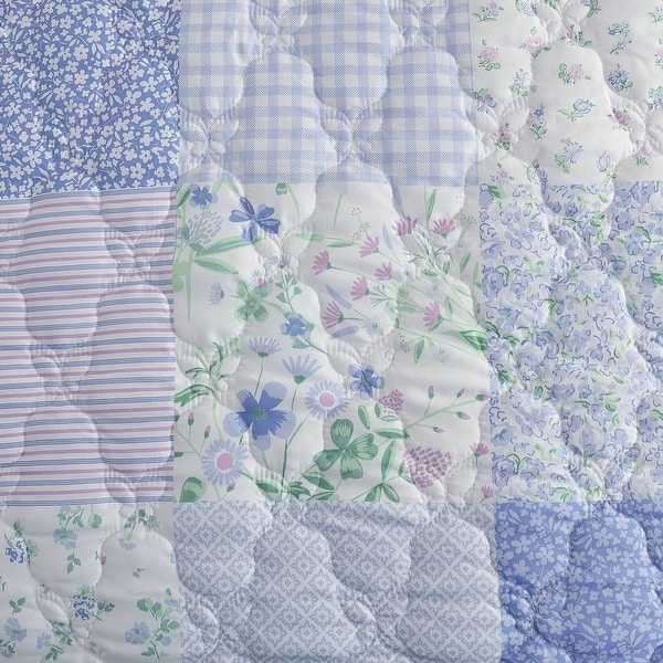 Laura Ashley Parker Patchwork Cozy Purple Quilt Set - On Sale