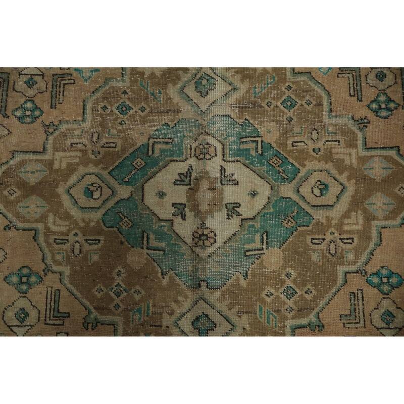 Hand Knotted Oriental 100% Wool Carpet Traditional Medallion Peach Tabriz Area Rug - 12' 3'' X 9' 9''
