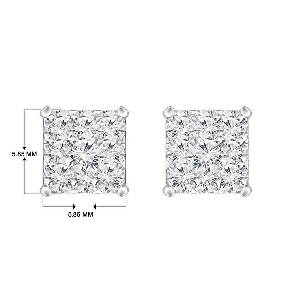 Auriya 14k Gold 1/2ctw Square Pave Diamond Stud Earrings