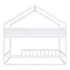 preview thumbnail 16 of 18, Wooden Full Size House Bed with Storage Shelf,Kids Bed with Fence and Roof, Gray