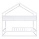 preview thumbnail 16 of 36, Wooden House Bed with Storage Shelf, Kids Bed with Fence & Roof