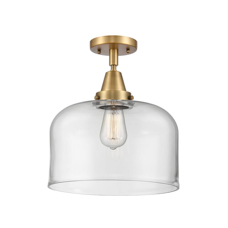 Innovations Lighting Caden Bell - 1 Light 12" Flush Mount - Clear/Brushed Brass