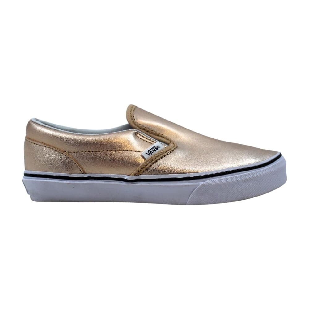 vans rose gold metallic leather slip on