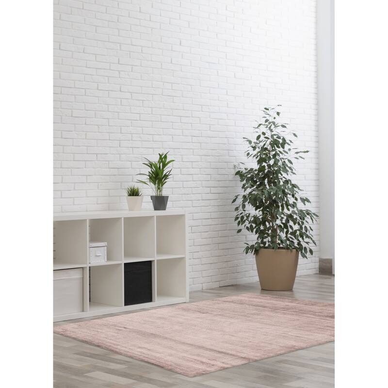 ECARPETGALLERY Hand Loomed Loreto Grey Viscose Rug - 5'1 x 7'3