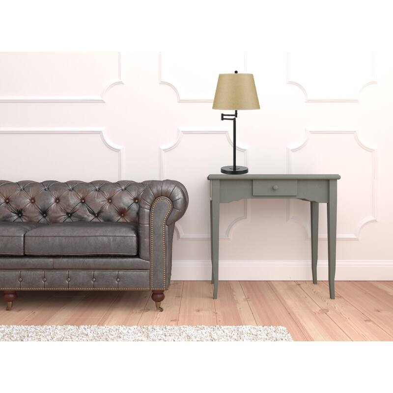28" Contemporary Swing Arm Table Lamp with Adjustable Light and Steel Base Empire Shade 3-Way Switch - 28"H x 13"W x 18"D