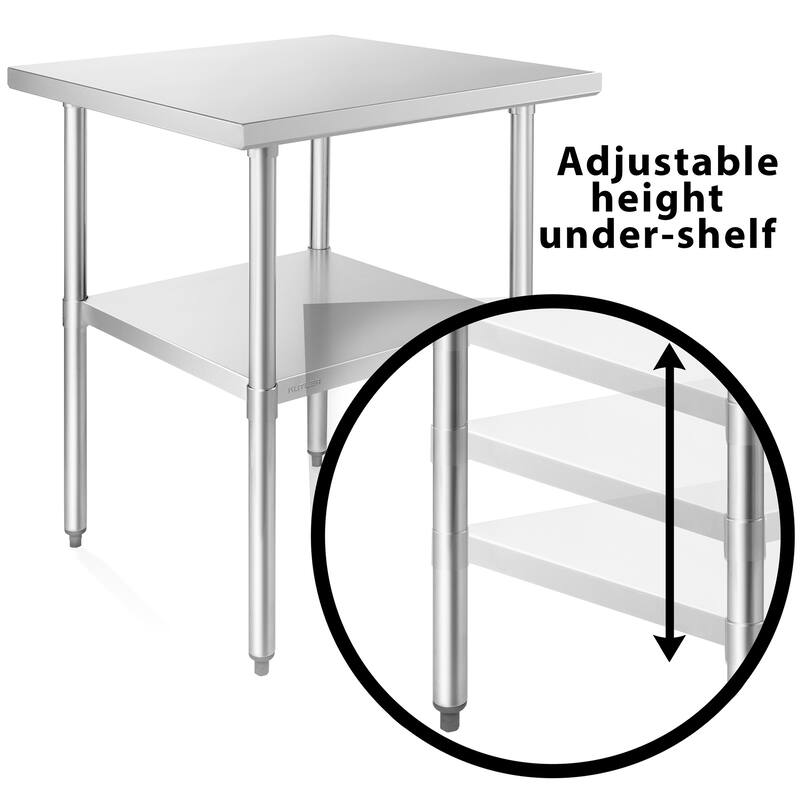24 x 24in NSF Commercial Stainless Steel Prep and Work Table w Wheels - 24" x 24"