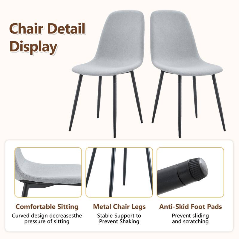 9-Piece Modern Dining Table Set with Storage, 71x35.4 Inch Wood Grain Table & 8 High-Resilience Fabric Chairs