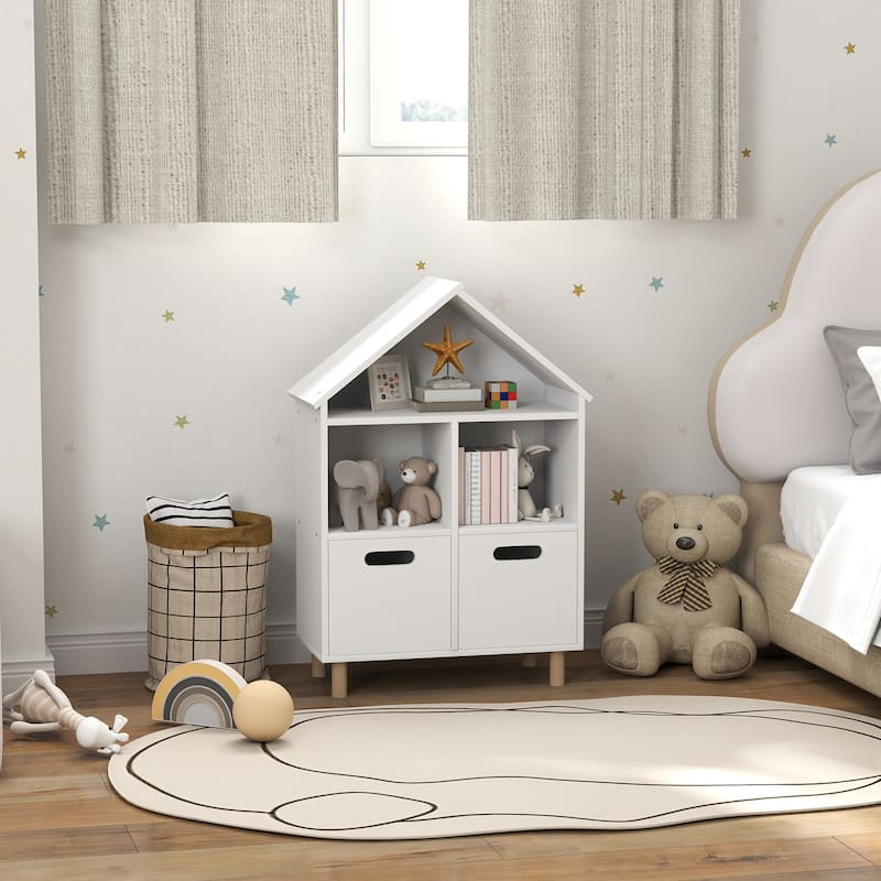 Toy Storage Organizer 3 Tier Bookcase,with 2 Toy Bins,Toddler Baby Children's Bookshelf,for Bedroom,Playroom,Nursery,White