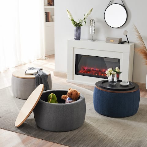2in1 Round Storage Ottoman/Table