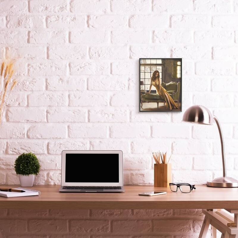 Stupell Alluring Female Figure Posing on Elegant Chair Framed Wall Art - Brown
