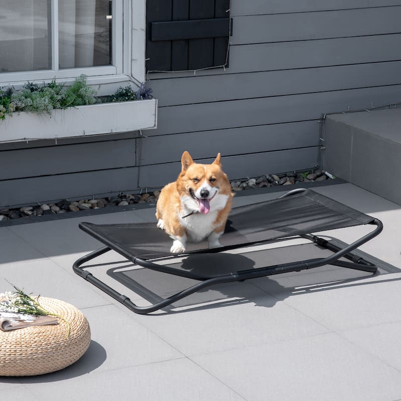 PawHut Elevated Dog Bed with Breathable Fabric, Foldable Pet Cot with Heavy Duty Steel Frame