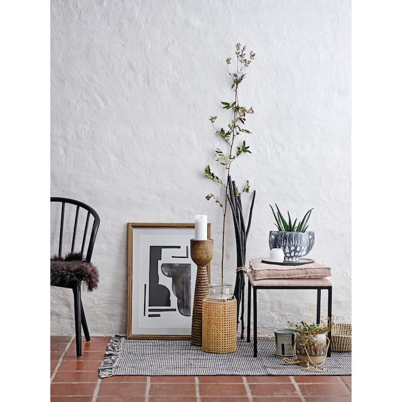 Glass Jar Vase with Decorative Cane Sleeve