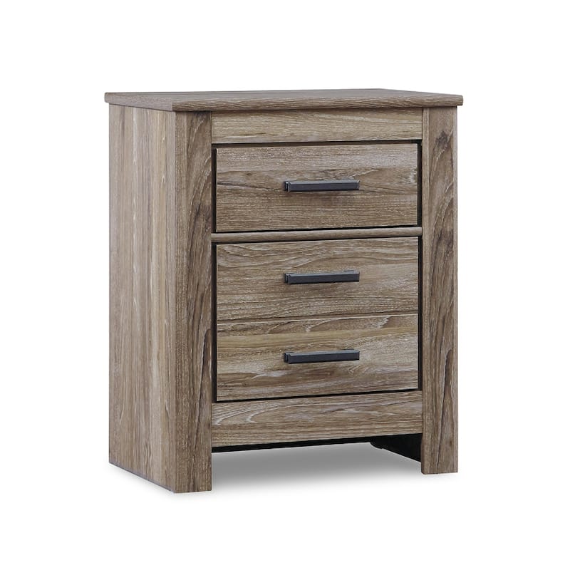 Lezz Nightstand, 2 Drawers, Rustic Contemporary Laminate Warm Gray
