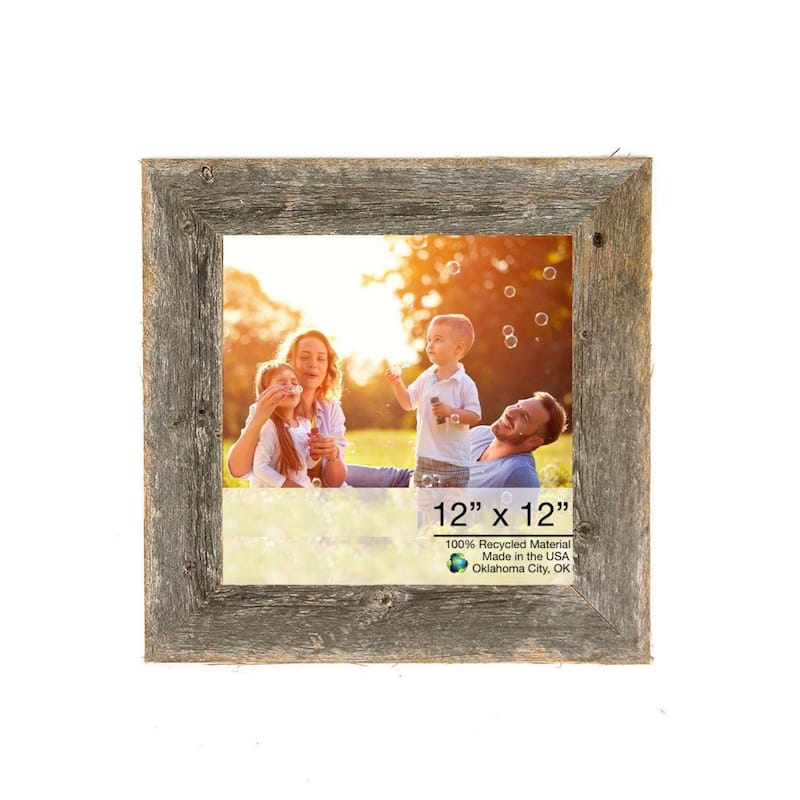 15"x15" Rustic Smoky Black Picture Frame - Natural Weathered Gray