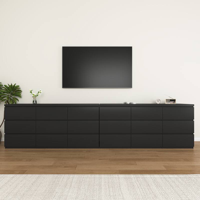 Modern Chest of Drawers with 9 Drawers, Wooden Dresser Clothes Organizer Drawers Cabinet for Living Room Bedroom Hallway