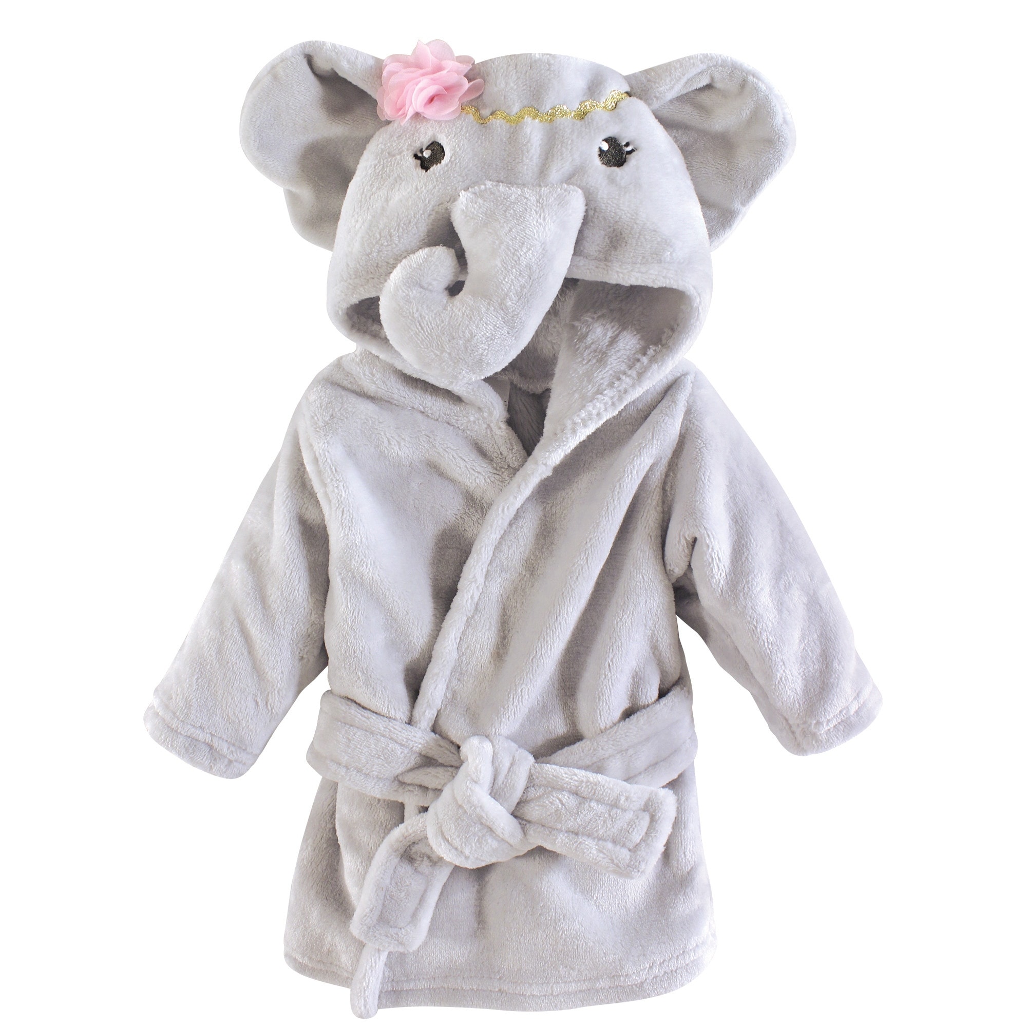 Little Treasure Baby Girl Plush Bathrobe, Blossom Elephant, 0-9 Months - Blossom Elephant - 0-9 Months