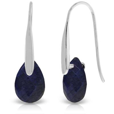 14K Solid Gold Fish Hook Earrings w/ Dangling Briolette Sapphires