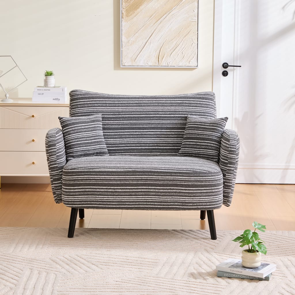 Stylish 2-Seater Sofa Couch Dark Gray Loveseat Sofa with Pillows, Lounge Sleeper Sofa Couch with Storage Pocket