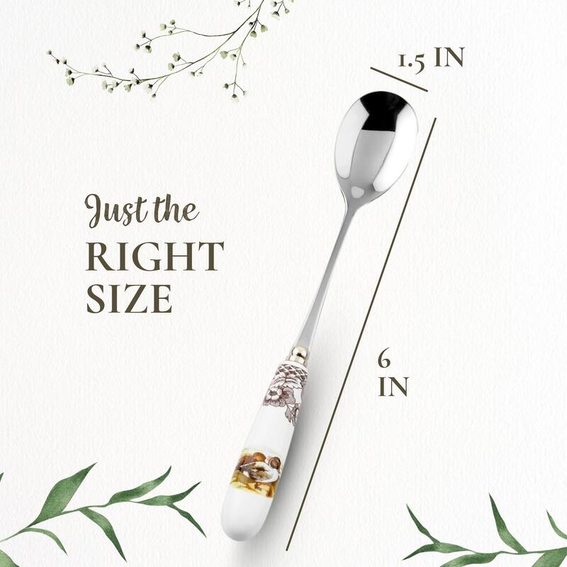 Spode Woodland Set of 6 Teaspoons Assorted Motifs - 6"