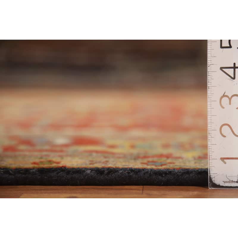 Hand Knotted Oriental 100% Wool Carpet Traditional Medallion Oranges & Rust Heriz (serapi) Area Rug - 9' 9'' X 7' 9''