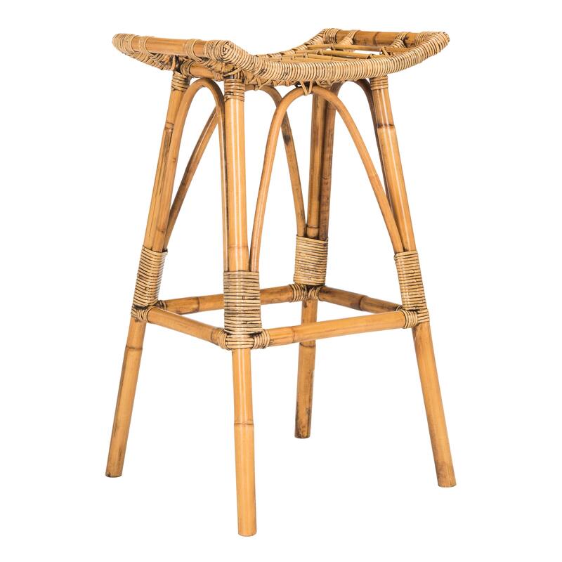 SAFAVIEH Keiko -30.7 Inch Brown Rattan Bar Stool - 17.7" x 17.7" x 31.1" - 18Wx18Dx31H