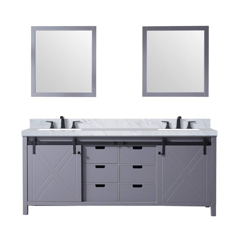 Marsyas Bath Vanity, Carrara Marble Countertop, Faucet Set and Mirrors.