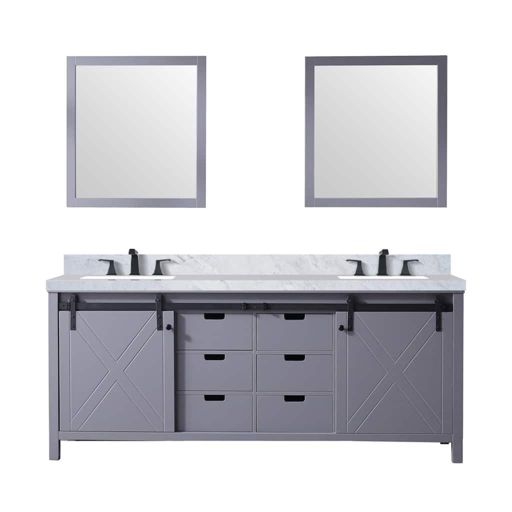 Marsyas Bath Vanity, Carrara Marble Countertop, Faucet Set and Mirrors.