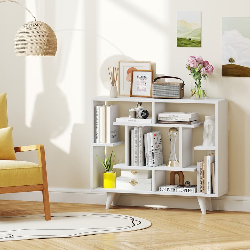 Gymax Bookshelf Geometric Bookcase w/ Anti-Tipping Kit Storage