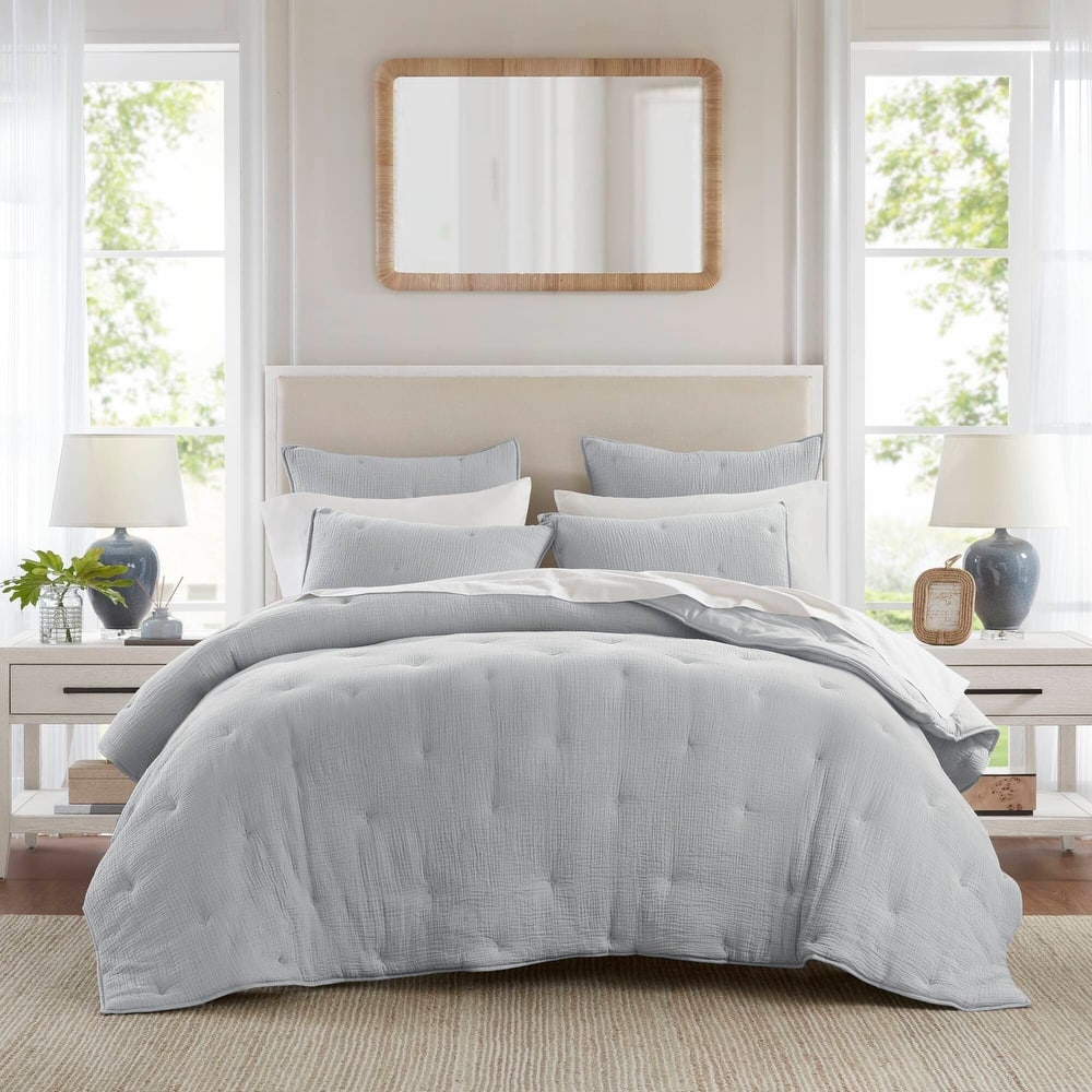 Harbor House Breeze Cotton Gauze Embroidered Quilt Set