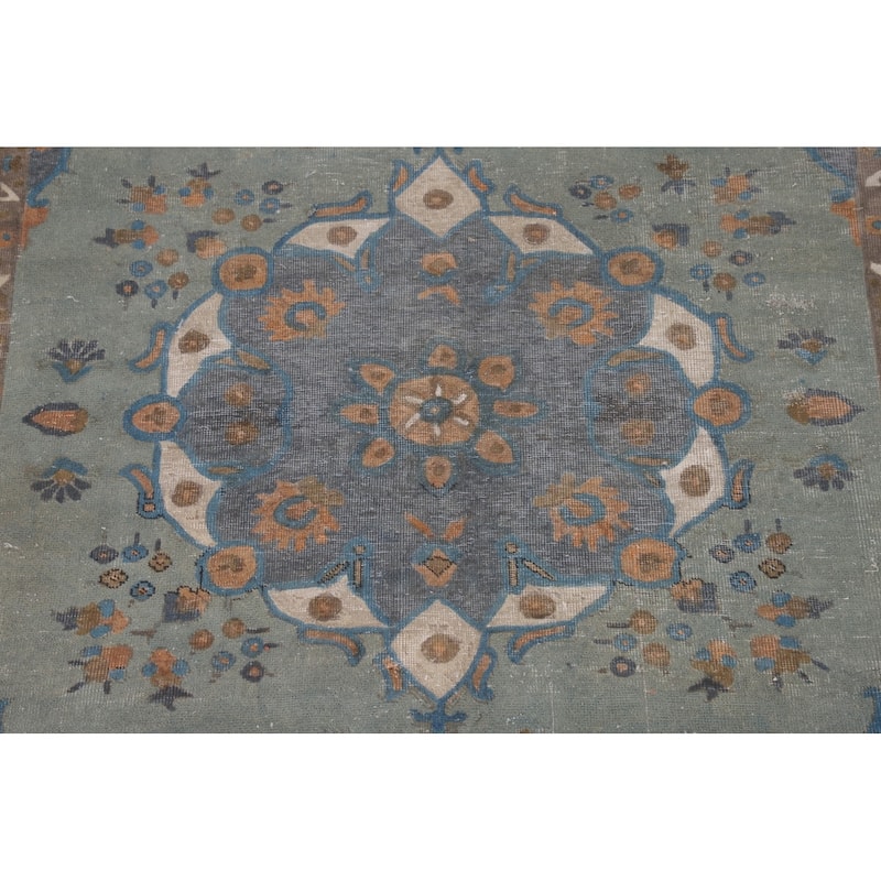 Distressed Over-Dyed Tabriz Persian Antique Rug Handmade Wool Carpet - 6'3"x 9'0"