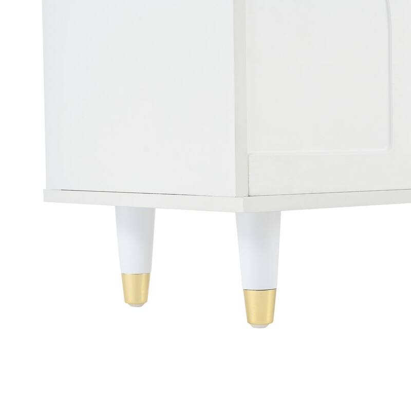 Retro Design TV Stand with Fluted Glass Doors and Adjustable Shelves for TVs Up to 78''