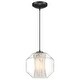 preview thumbnail 1 of 5, Access Lighting I-Biza - LED Round Pendant - Black Finish - White Marble Glass - Replaceable LED