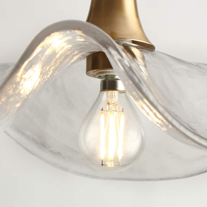 Modern 1-Light Gold Pendant Light Art Deco Glass Lights for Kitchen Island Bedroom - D11" x H67.9" Max