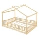 preview thumbnail 57 of 68, Wood Bed House Bed Frame with Fence