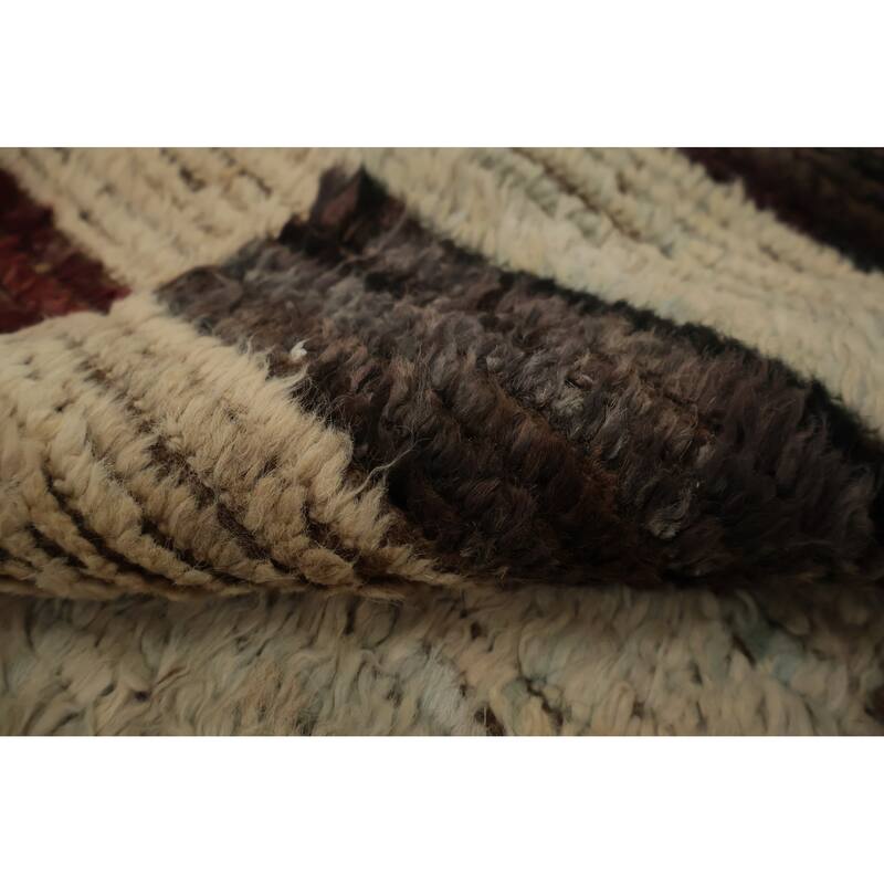 Hand Knotted Oriental 100% Wool Carpet Modern Tribal Beige & Ivories Moroccan Area Rug - 9' 10'' X 8' 0''