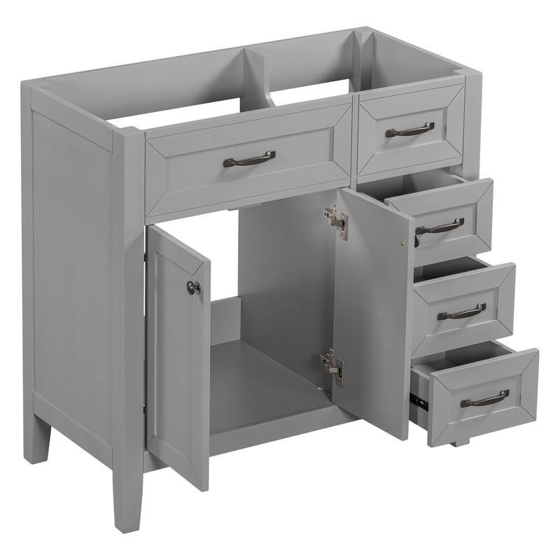 36" Bathroom Vanity without Sink, Cabinet Base Only, Bathroom Cabinet with Drawers, Solid Frame and MDF Board