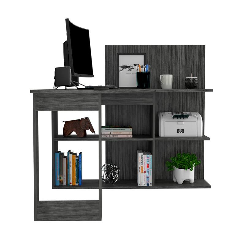 Writing Computer Desk,Five Open Shelves,Computer Table for Living Room Bedroom