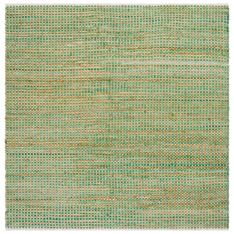 SAFAVIEH Handmade Cape Krimhilde Cod Jute & Cotton Rug - 6' Square - Natural/Green