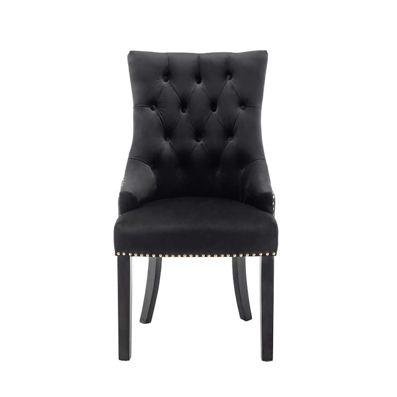 Porthos Home Dev Tufted Velvet Dining Chairs with Rubberwood Legs, Set of 2