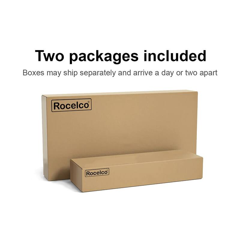 Rocelco 43 in. W Black Height Adjustable Standing Desk Converter with Dual Monitor Stand Up Riser and Tablet Slot Platform