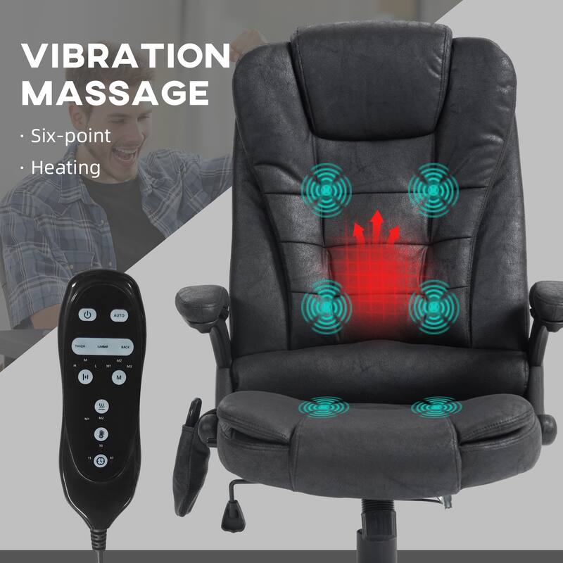 Ergonomic Heated Massage Office Chair Reclining High Back Executive Seat with 6 Point Vibration and Adjustable Height