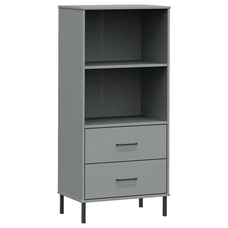 vidaXL Bookshelf Book Cabinet with 2 Drawers Storage Cabinet OSLO Solid Wood - 23.6" x 13.8" x 50.6"