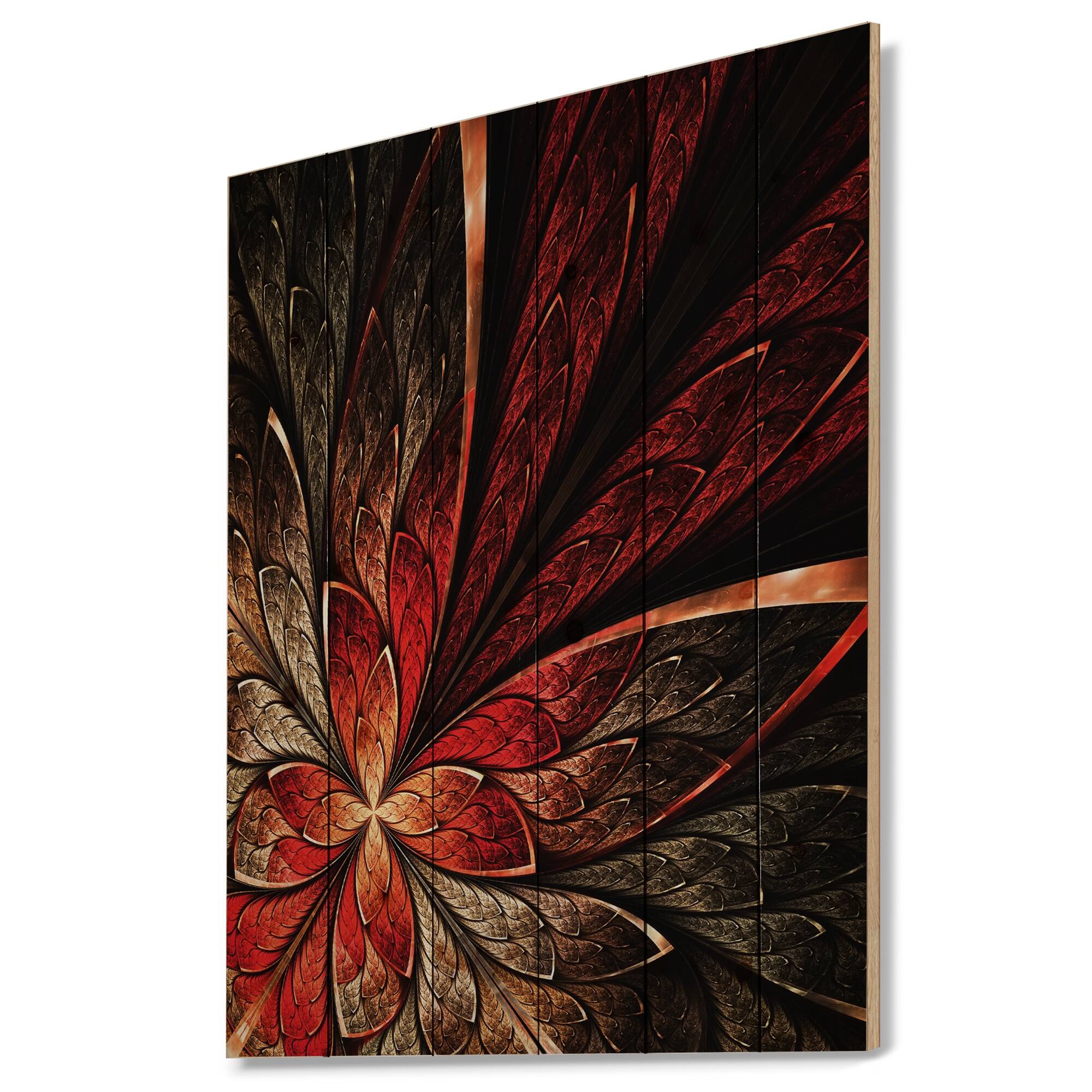 Designart 'Fractal Flower in Yellow and Red' Floral Art Print on