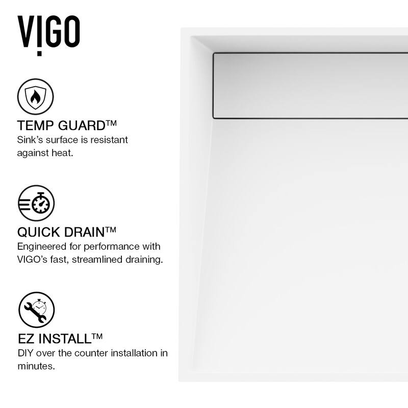 Vigo VGT2043 Starr 23" Rectangular Stone Composite Vessel Bathroom