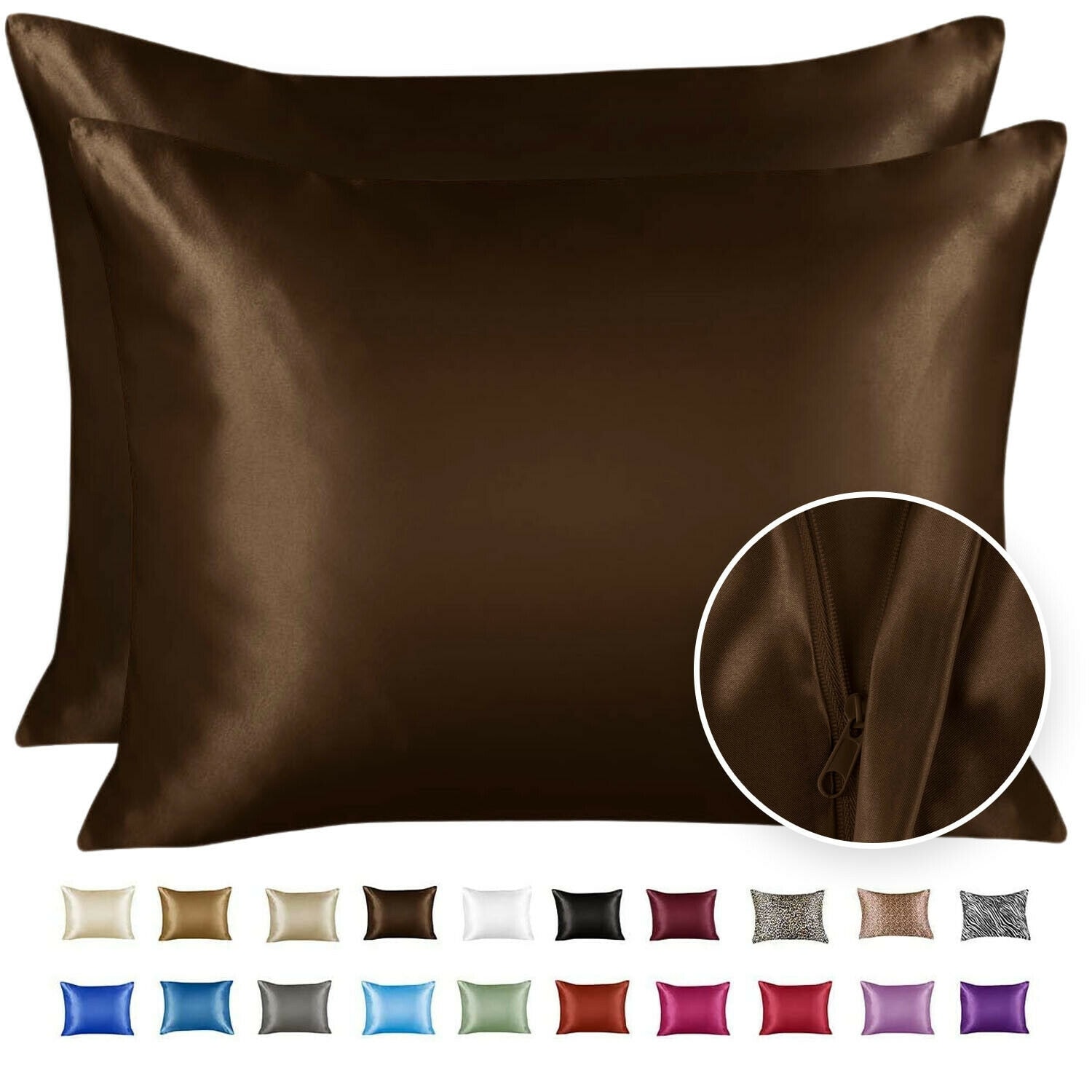 Satin Pillowcase for Hair and Skin with Hidden Zipper Bed Bath